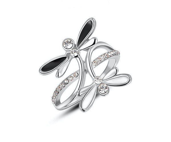 Platinum Plated Lydia Ring with Simulated Diamond