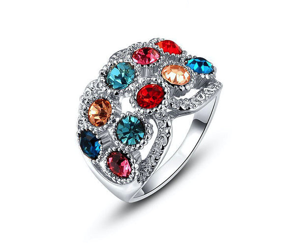 Platinum Plated Maci Ring with Simulated Diamond