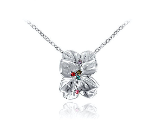Platinum Plated Mariah Necklace with Simulated Diamond