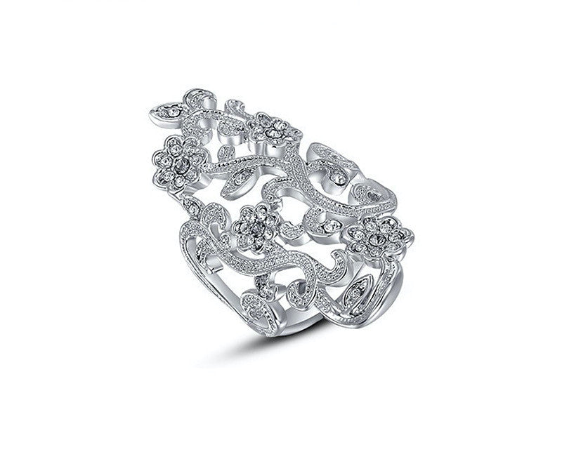 Platinum Plated Michelle Ring with Simulated Diamond