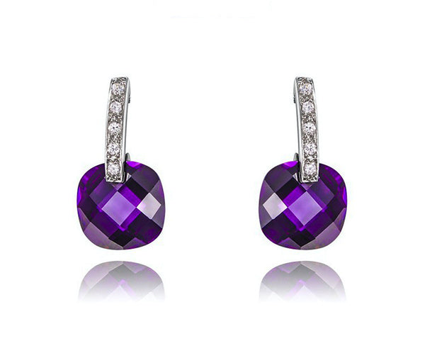 Platinum Plated Miriam Earrings with Simulated Diamond