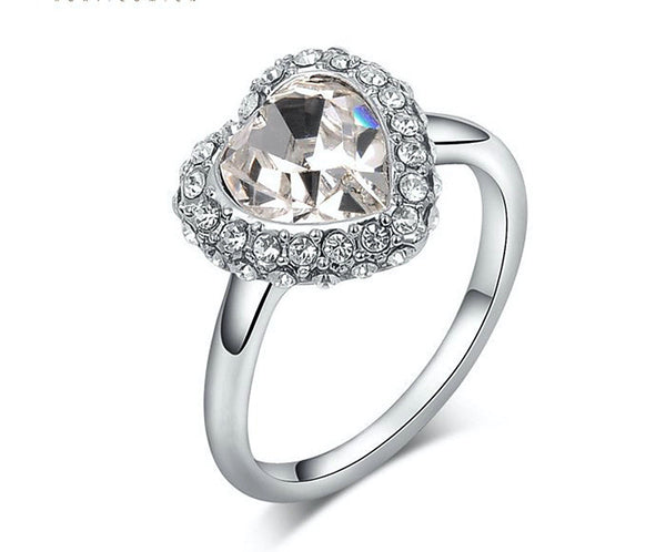 Platinum Plated Natalia Ring with Simulated Diamond