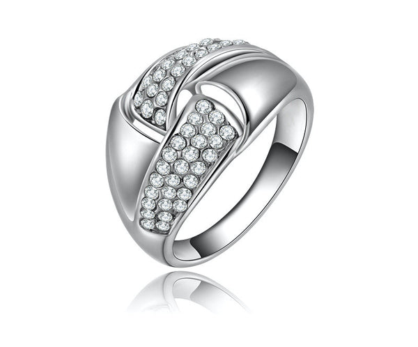 Platinum Plated Nia Ring with Simulated Diamond