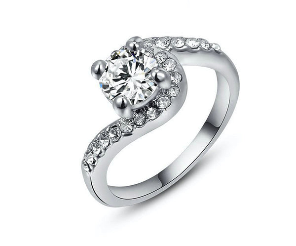 Platinum Plated Nicole Ring with Simulated Diamond