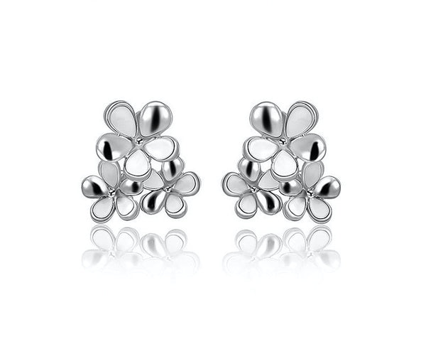 Platinum Plated Princess Earrings with Simulated Diamond