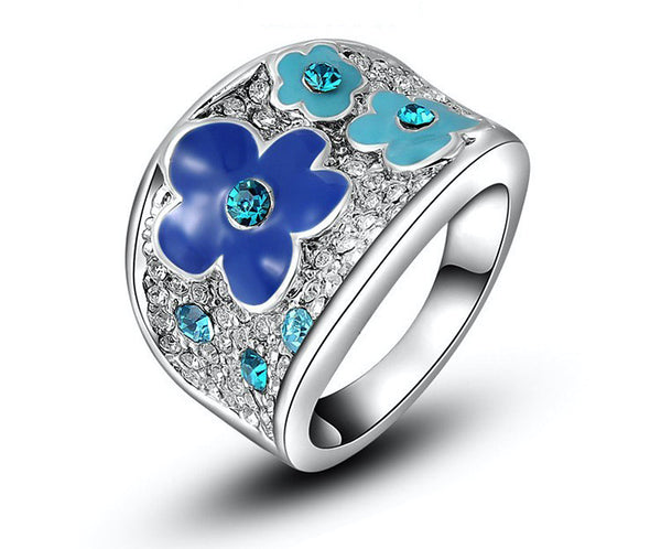 Platinum Plated Riley Ring with Simulated Diamond