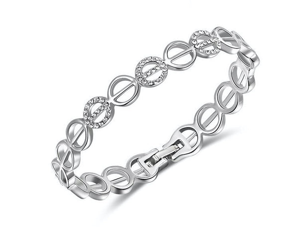 Platinum Plated Samantha Bracelet with Simulated Diamond