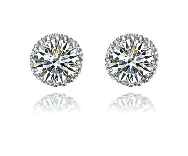 Platinum Plated Samantha Earrings with Simulated Diamond