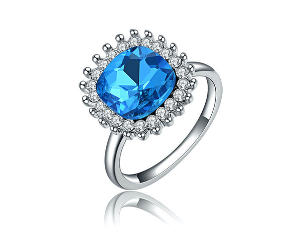 Platinum Plated Sasha Ring with Simulated Diamond