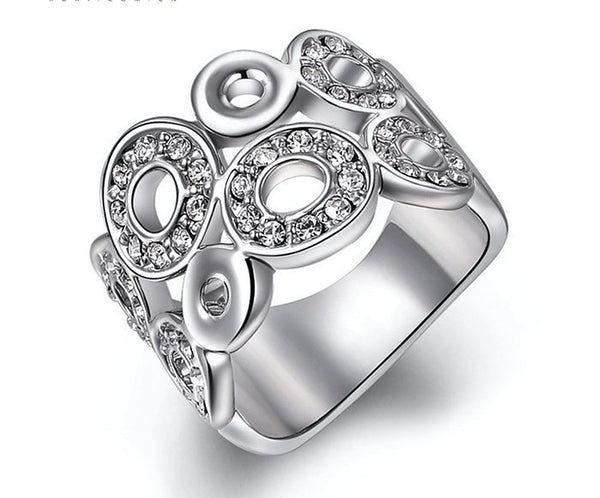 Platinum Plated Scarlett Ring with Simulated Diamond