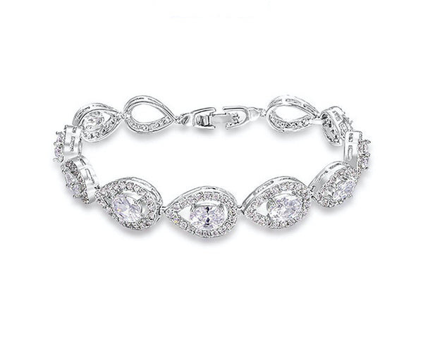 Platinum Plated Serenity Bracelet with Simulated Diamond