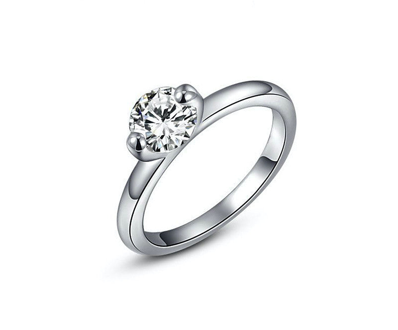 Platinum Plated Serenity Ring with Simulated Diamond