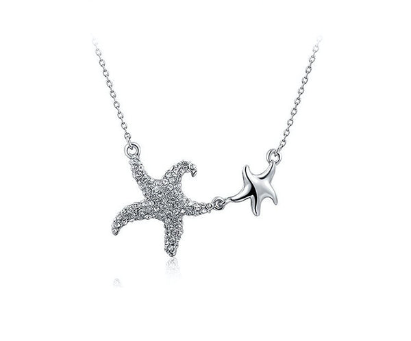 Platinum Plated Shelby Necklace with Simulated Diamond