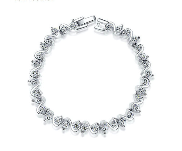 Platinum Plated Sofia Bracelet with Simulated Diamond