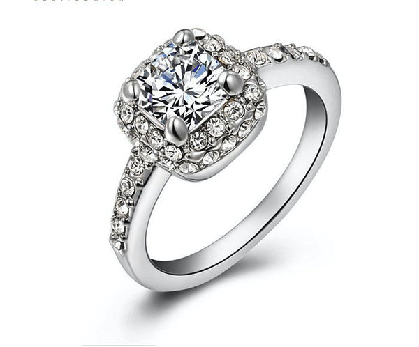 Platinum Plated Stella Ring with Simulated Diamond