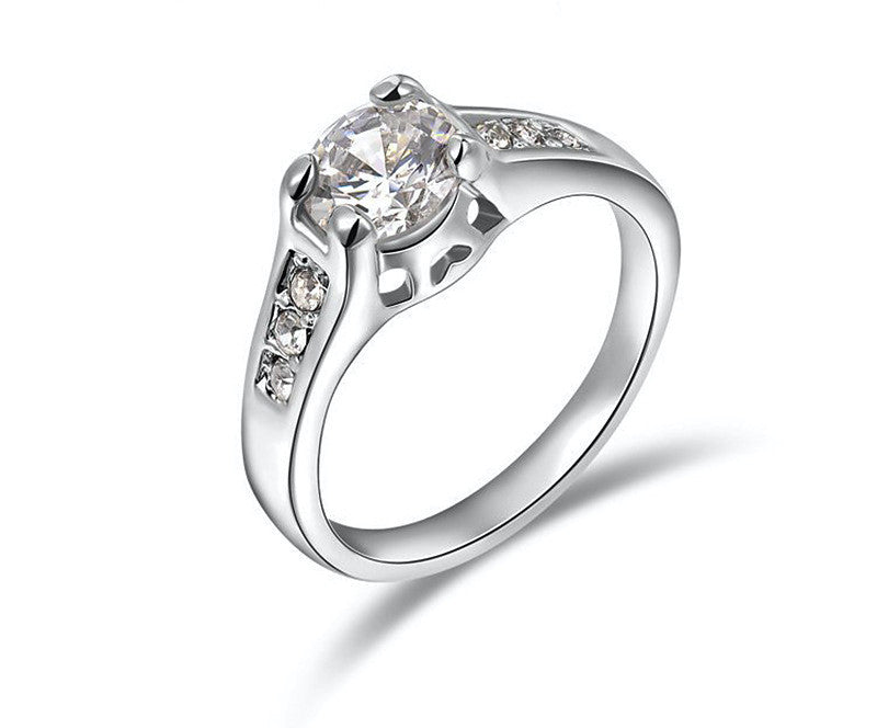 Platinum Plated Sydney Ring with Simulated Diamond