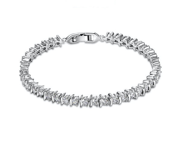 Platinum Plated Violet Bracelet with Simulated Diamond