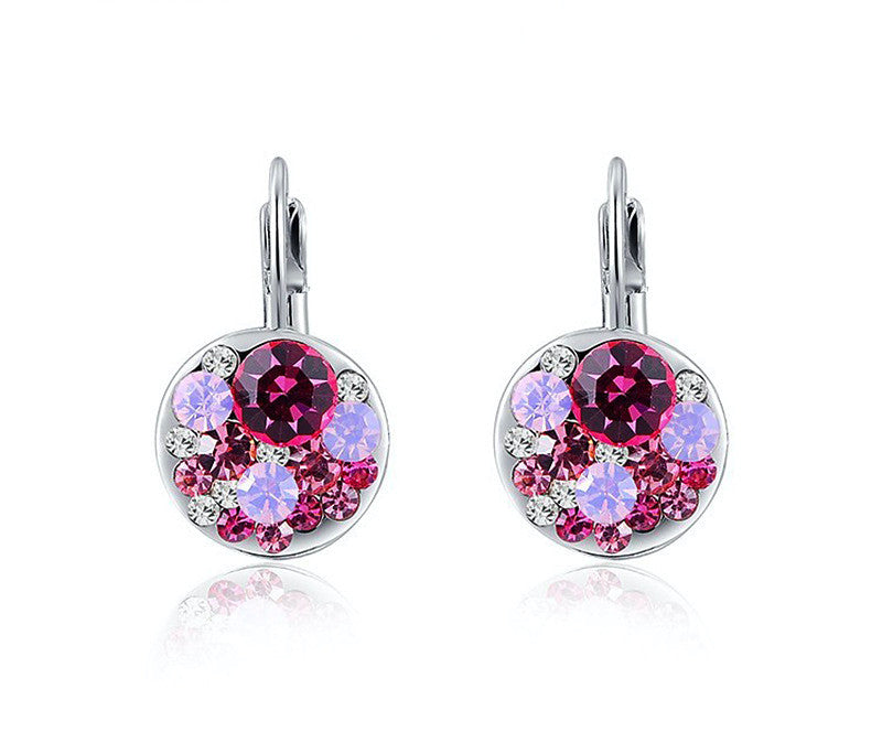 Platinum Plated Violet Earrings with Simulated Diamond