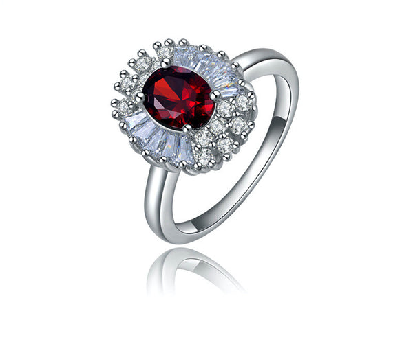 Platinum Plated Virginia Ring with Simulated Diamond