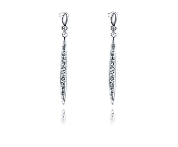 Platinum Plated Willow Earrings with Simulated Diamond