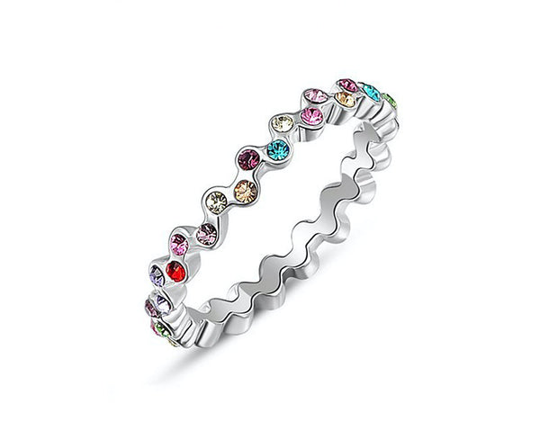 Platinum Plated Zoe Ring with Simulated Diamond